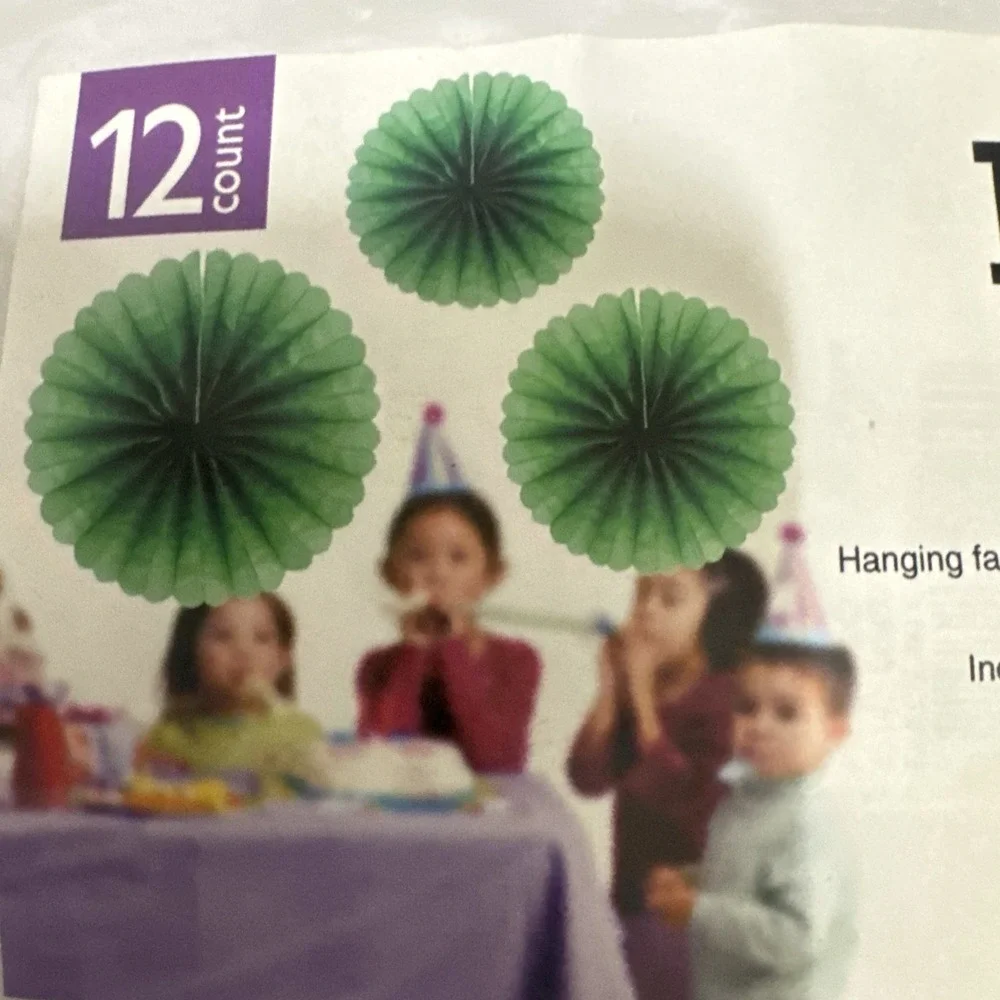 12Pcs Hanging Paper Fans Party Set‎ Decoration for Home Birthday Wedding Green